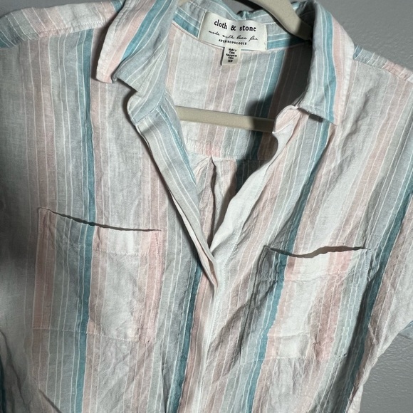 Anthropologie Cloth and Stone Linen Blend Front Tie Shirt- XS - Picture 3 of 8